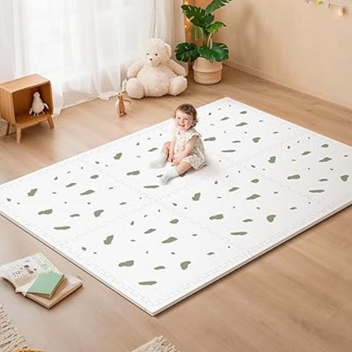 Baby Foam Play Mat-72”x 48” Baby Playmat,6-Piece Interlocking Foam Floor Tiles,Puzzle Mat for Infants and Toddlers,Waterproof Crawling Mat,Non Toxic Play Mat for Baby Tummy Time Mat(Spot)