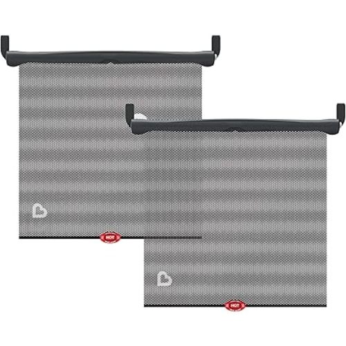Munchkin Brica Sun Safety Car Window Shade with Heat Alert, Helps Block UVA/UVB Rays, 2 Pack, Black