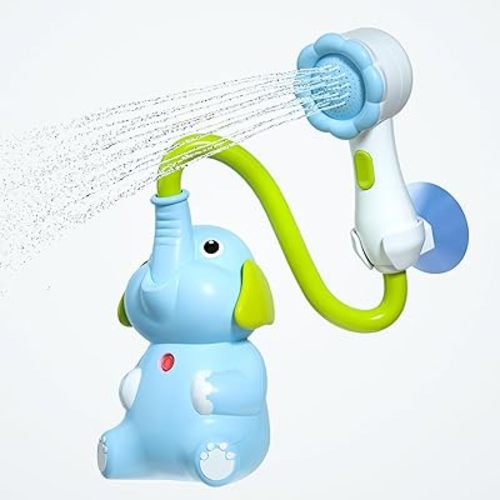 Baby Bath Toys, Bath Toys for Infants 6-12 Months with Shower Head, Baby Shower Head for Bath IPX7 Waterproof USB Rechargeable, Baby Gift for Boys & Girls-Blue