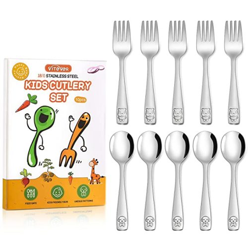  Kids Silverware Set Toddler Utensils 18/8 Stainless Steel 4PCS  Fork Spoon and Knife Cutlery Child Flatware for Age 3+ : Baby