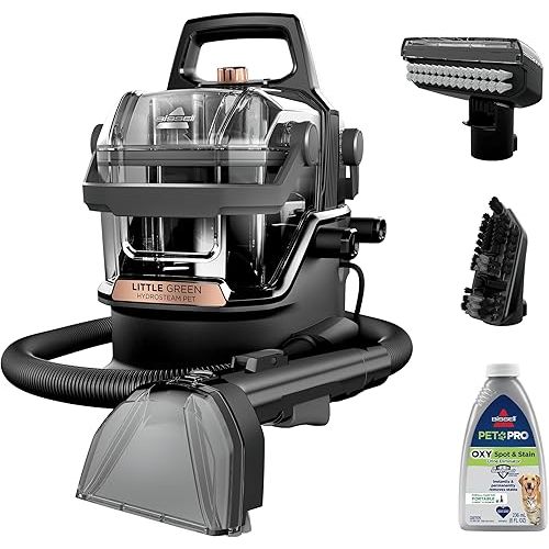 BISSELL Little Green HydroSteam Multi-Purpose Portable Carpet and Upholstery Cleaner, Car and Auto Detailer, 3618