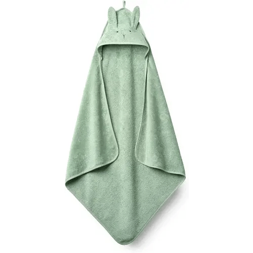 Baby Hooded Towel – Organic Cotton Baby Bath Towels – Baby Towels, Baby Bath Towels for Baby Boy, Baby Girl, 32" x 32" Super-Soft and Absorbent Baby Towels for Newborn (Rabbit Roman Green)