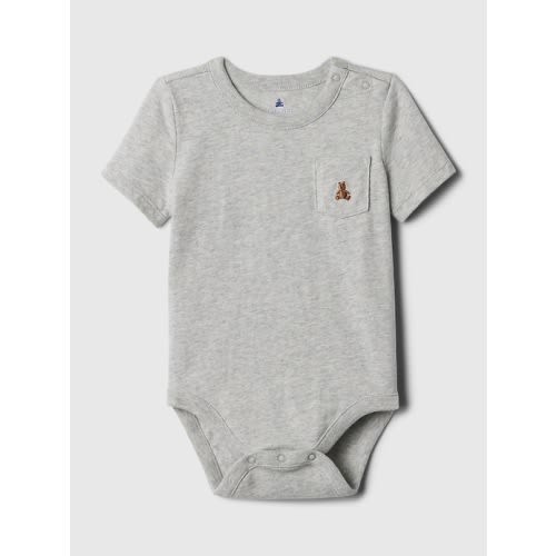 Baby Mix & Match Pocket Bodysuit in light heather grey, size: 3-6 M