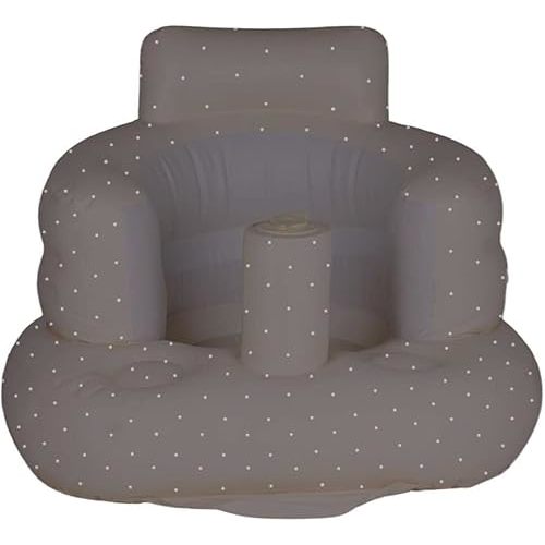 SplashEZ Baby Inflatable Seat for Babies 3-36 Months, Built in Air Pump Infant Back Support Sofa, Toddler Chair Sitting Up, Floor Seater - Polka dots Grey