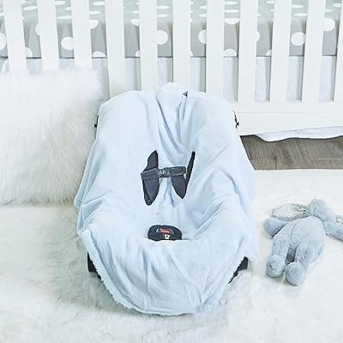 EVERYDAY KIDS Pastel Blue Baby Car Seat Blanket for Baby and Toddler Boys Baby Bunting Swaddle Wrap Blanket for Interior Car Seat; Cover Baby and Keep Car Seat Clean