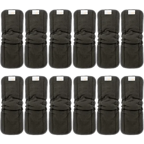 ALVABABY Reusable 5 Layers 12 Pack Inserts with Gussets for Baby Cloth Diaper and Cloth Diapers Covers 12FLN
