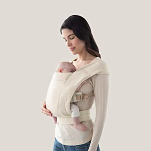 Ergobaby Embrace Cozy Newborn Essentials Baby Carrier Wrap (7-25 Pounds), Ponte Knit, Cream