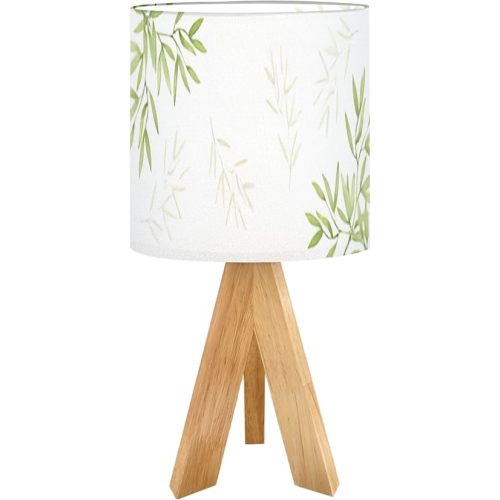 Cute Kids Bedside Desk Table Lamp Bamboo Frame Pattern Children Nightstand Lamp, Tripod Small Night Lights Linen for Nursery Room Bedroom Dorm Decor
