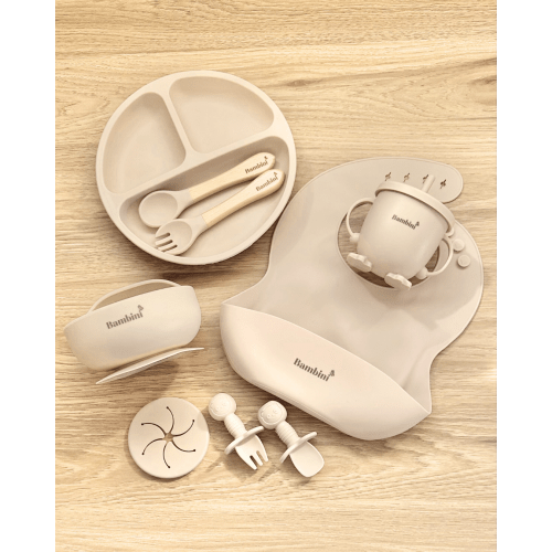 Bambini 10-Piece Silicone Mealtime Essentials Set - Beige