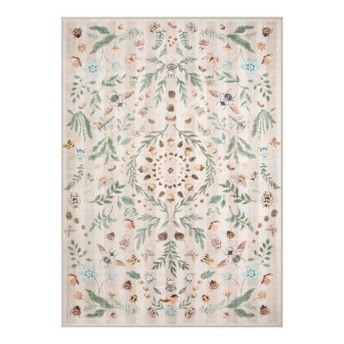 Chloe Boho Insect Botanical Floral Beige Rug - Lahome