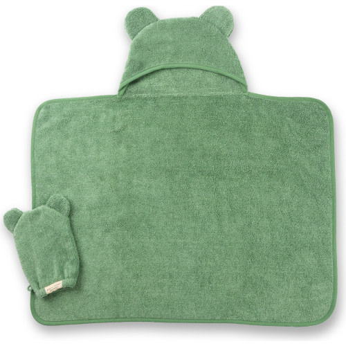 Hooded Towel + Wash Mitt Set Sea Foam - Bella Tunno Towels | Maisonette