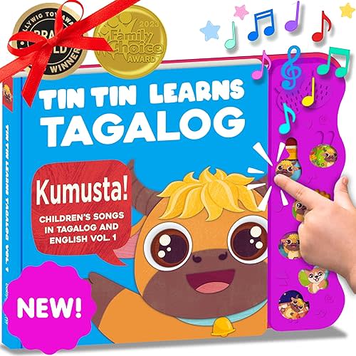 Tagalog Books For Kids Vol. 1, Children's Songs From The Philippines, Filipino Children's Book, Tin Tin Learns Tagalog: Songs in Tagalog & English For Kids, Children, Girls, Boys & Babies