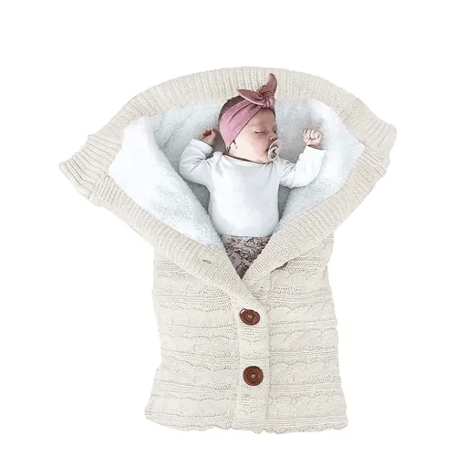 XMWEALTHY Unisex Infant Swaddle Blankets Soft Thick Fleece Knit Baby Girls Boys Stroller Wraps (White)