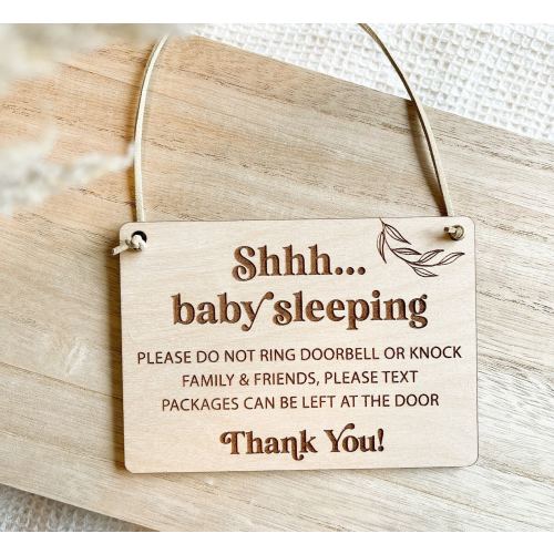 Sleeping Baby Sign | Do Not Disturb Doorbell Sign | Don't Ring Doorbell | Front Door Sign | Do Not Disturb Sign | Baby Shower Gift