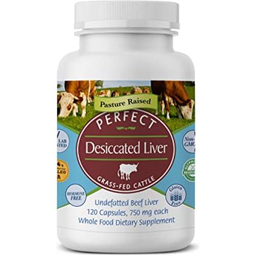 Perfect Supplements – Desiccated Beef Liver Capsules Grass Fed Supplement -Natural Source of Protein, Iron, Vitamins A & B- Boosts Energy and Immunity - No Chemicals No Dairy and Hormone Free