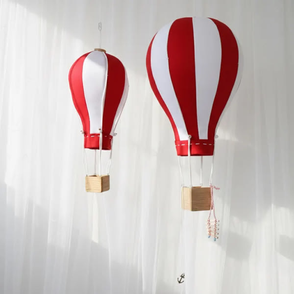 Hot Air Balloon Decoration Burgundy Red White Nursery Set, Aviation Theme