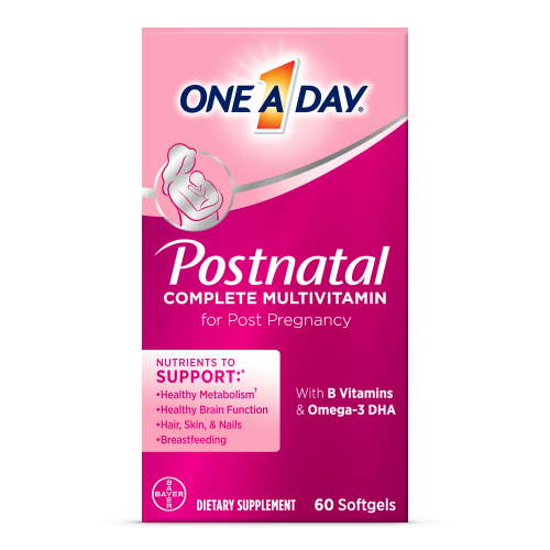 One A Day Postnatal Complete Multivitamin, Multivitamin for Post-Pregnancy with Folic Acid and Omega-3 DHA, 60 count