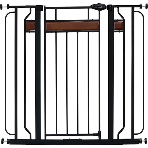 Regalo Home Accents Extra Tall & Wide Baby Gate, Bonus Kit, Includes Décor Steel With Hardwood, 4" Extension Kit, 4 Pack Pressure Mount Kit & Wall Cups, 0320 DS