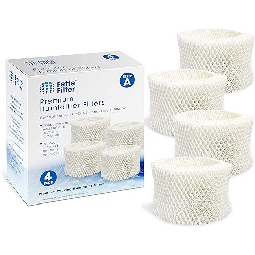 Fette Filter - Premium Humidifier Filters Compatible With Honeywell HAC-504, HAC-504AW & Filter A for Cool Mist Humidifiers (QTY 4)