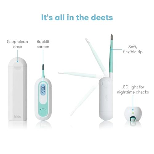 Frida Baby 3-in-1 True Temp Digital Thermometer for Fevers: Babies & Kids (Rectal, Underarm + Oral)