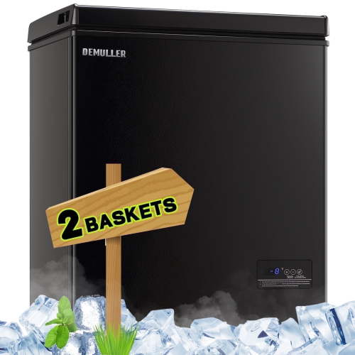 DEMULLER 4.0 Cu.ft Deep Chest Freezer Mini Freezers Top Open Door Rmovable Storage Baskets New Black