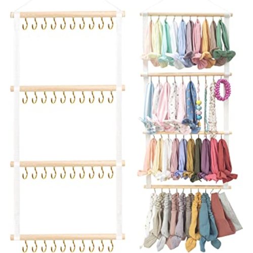POVETIRE Headband Holder for Girls Baby Headband Organizer Head Bands Hair Accessories Display Organizer Wall Hanging Decor for Nursery Toddler Girl Room