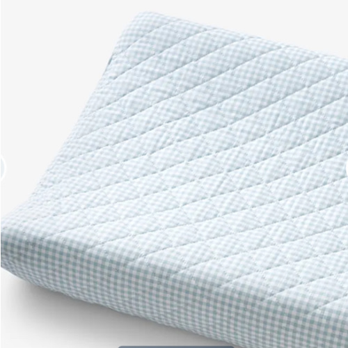 Ditsy Gingham Classic Cool Organic Cotton Percale Quilted Changing Pad Cover