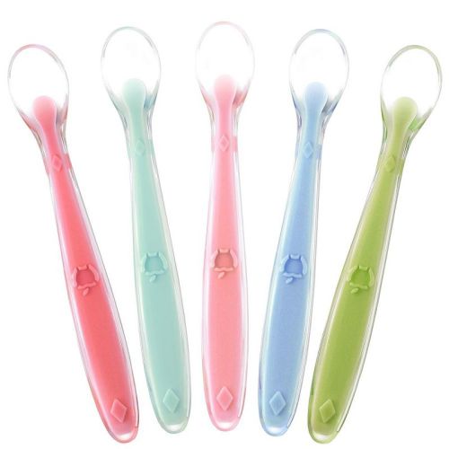 Sperric First Stage Silicone Baby Spoon - Soft & Gentle On Gums Infant Feeding Spoon, Set Of 5 Bpa Free Silicone Toddler Spoons