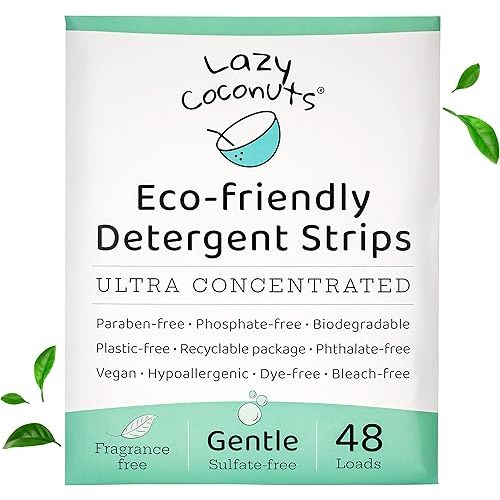 Laundry Detergent Sheets - Sulfate-free, Gentle - For Sensitive Skin, Baby, Hand Wash - Eco Friendly, Natural, Hypoallergenic, Sulfate Free, Fragrance Free, Unscented Laundry Soap