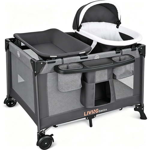 4 in 1 Baby Playard, Foldable Travel Playpen with Bassinet, Removable Cradle and Changing Table, Baby Portable Crib Bed Nursery Center - Walmart.ca