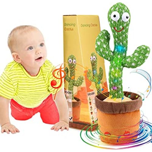 Emoin Dancing Cactus Baby Toys 6 to 12 Months, Talking Repeats What You Say Boy Toys, Mimicking Toy with LED English Sing 15 Second Voice Recorder Musical