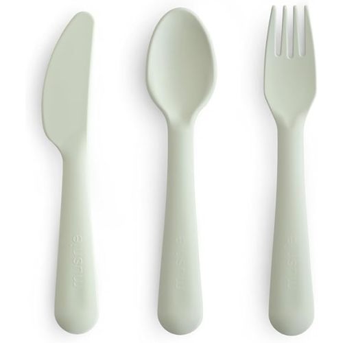 mushie Dinnerware Cutlery Set of 3 For Kids | Made in Denmark (Sage)