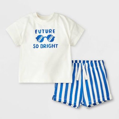 Baby Boys' Top & Bottom Set - Cat & Jack™ Blue/Cream 12M