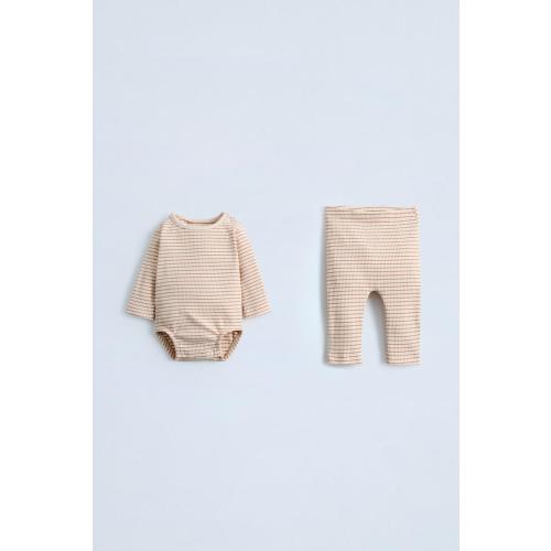 STRIPED RIBBED BODYSUIT AND LEGGINGS PACK - Brick | ZARA United States