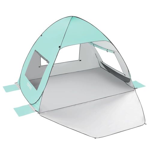 TOBTOS UPF 50+ Pop Up Beach Tent, Easy Set Up Beach Umbrella, Sun Shelter for 2-3 People UV Protection Portable Sunshade, Baby Canopy Cabana, Lightweight with Carry Bag