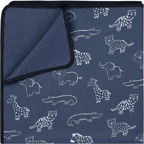 Blissful Diary Baby Splat Mat for Under High Chair, 51 x 51 Inch Splash Mat, Waterproof and Washable Spill Mat, Anti-Slip Floor Protector, Safari Animals