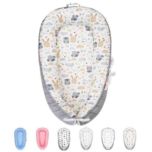 Baby Lounger - Baby Lounger for Newborn 0-24 Months, Baby Nest Breathable & 100% Cotton Cover Adjustable Portable Infant Lounger, Co Sleeper for Baby in Bed, Baby Essentials and Gifts
