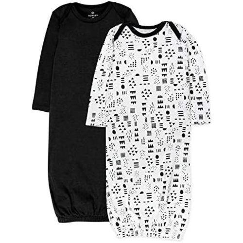 HonestBaby 2-Pack Sleeper Gowns Layette Sets 100% Organic Cotton for Newborn Baby Boys, Girls, Unisex