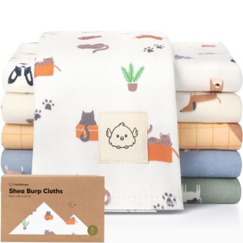 KeaBabies 6pk Shea Baby Burp Cloths for Baby Boys and Girls, 100% Organic Cotton Burping Cloths for Babies, Newborn