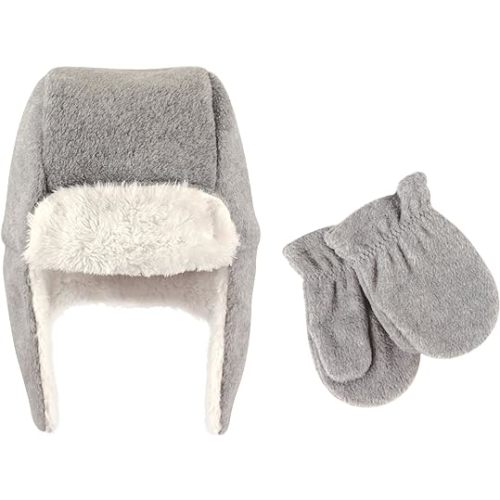 Hudson Baby Unisex Baby Fleece Trapper Hat and Mitten Set