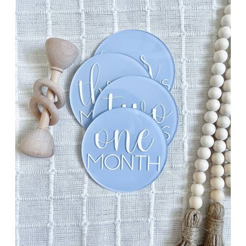 Baby Milestone Marker Acrylic Monthly Milestone Disc Pregnancy Milestone Card Bump Update Photo Prop Baby Boy Blue Milestone Baby First Year