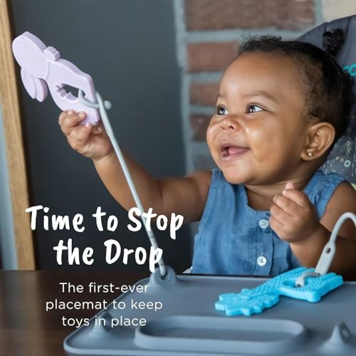 Busy Baby Silicone Placemat Bundle - 1-Original Placement & 1-Mini Mat with 6 Multipurpose Straps Included, Dishwasher Safe, Travel-Friendly, BPA Free, As Seen on Shark Tank (Spearmint) - Spearmint Bundle