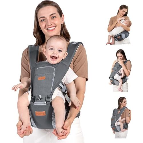 besrey Baby Carrier Front Facing Holder, Hip Seat, Dad Kangaroo Carrier, Toddler Chest Hybrid Wrap Carrier, Mens Ergonomic Body Carrier Backpack, Easy Infant Carrier Mesh, Forward Soft Carrier