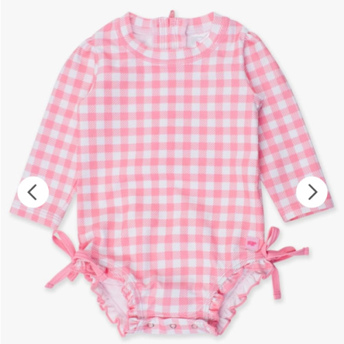Gingham Long Sleeve One Piece Rash Guard