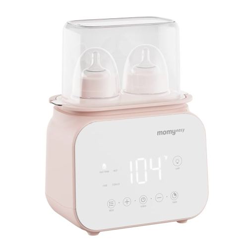 MOMYEASY Baby Bottle Warmer, Fast Bottle Warmer 7-in-1 Food Heater&Defrost with LCD Display, Baby Breast Milk Formula Warmer with 24H Temperature Control (Pink)