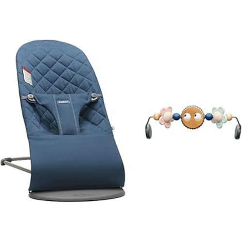BabyBjörn Bouncer Bliss, Cotton, Midnight Blue, 1 Count (Pack of 1) & Toy for Bouncer, Googly Eyes Pastels
