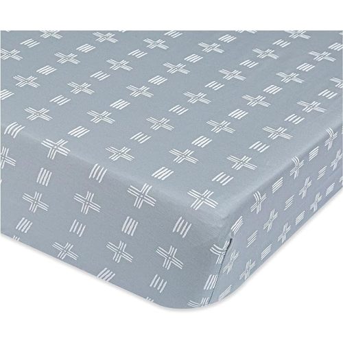 Crane Baby Soft Cotton Crib Mattress Sheet, Fitted Sheet for Cribs and Toddler Beds, Blue River Dash, 28”w x 52”h x 9”d