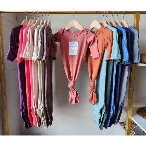 Deluxe Bamboo Baby knotted gowns | Maternity Nursing Hospital Robes | Super soft Bamboo baby take home boy girl gown Baby Shower Gifts