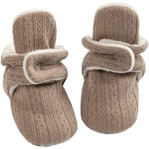 KIDSUN Infant Baby Boy Girl Cozy Fleece Bootie Newborn Stay On Slipper Winter Warm Gripper Non-Slip Crib Shoes