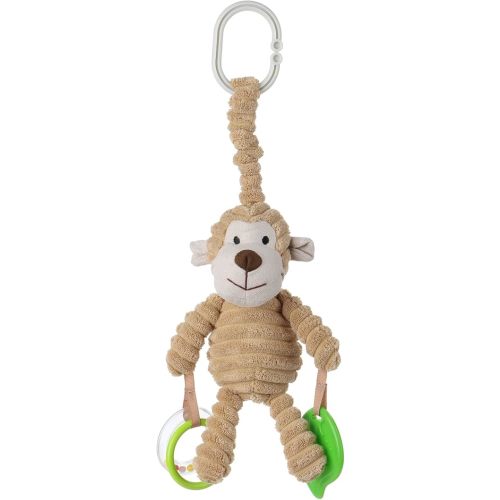 Apricot Lamb Baby Stroller or Car Seat Activity and Teething Toy, Features Plush Monkey Character, Gentle Rattle Sound & Soft Teether, 8.5 Inches